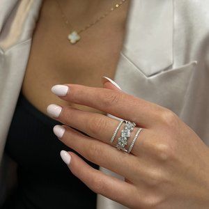 Baguette And Round Cut Diamond Spiral Wrap Ring 18K White Gold 1.27Cttw SZ 6.5